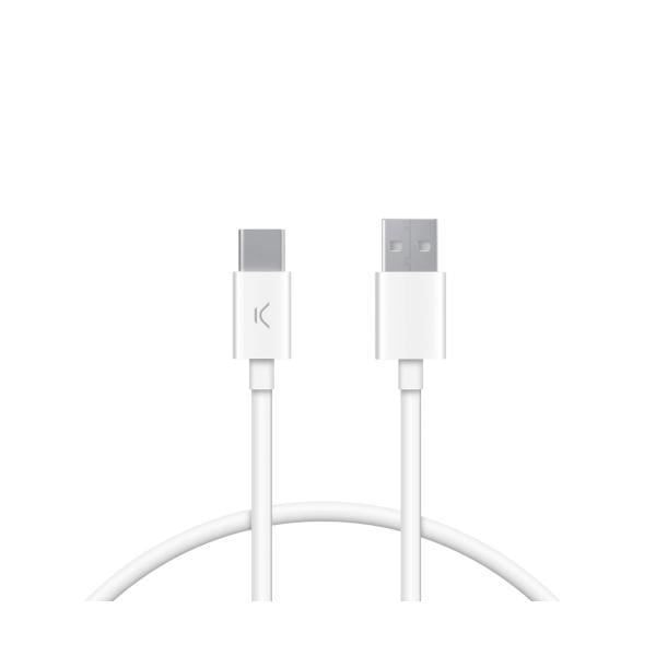 KSIX BXCUC03BL datakabel hvid med USB-C (M) til USB-A (M) tilslutning, længde 1 meter