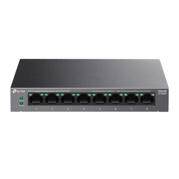 Switch autonome - TP-LINK - LiteWave LS108GP - 8 porte Gigabit - Poe+ - Ikke administreret Sort