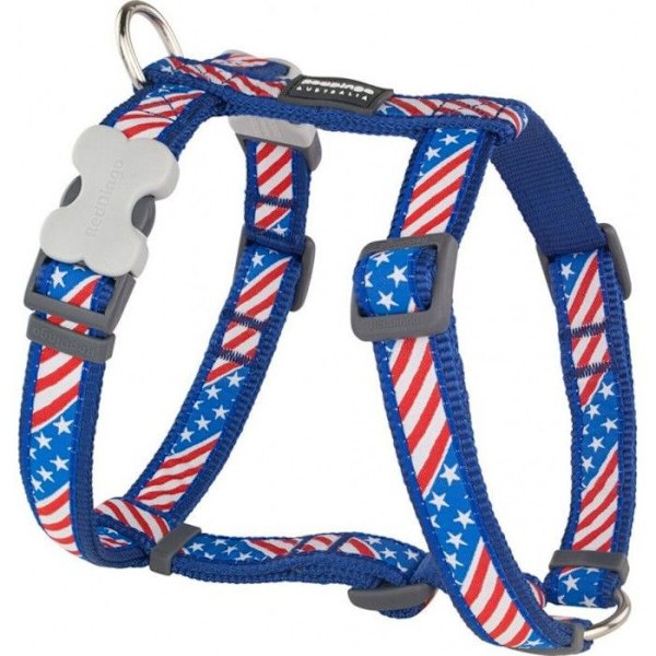 Sele - RØD DINGO - Amerikansk Flag - 12 mm - Justerbar - Premium Nylon Amerikansk flagga