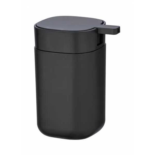 WENKO Davos design nestesaippua-annostelija, tilavuus 350 ml, BPA-vapaa muovi, 9,8x13x7,8 cm, matta musta