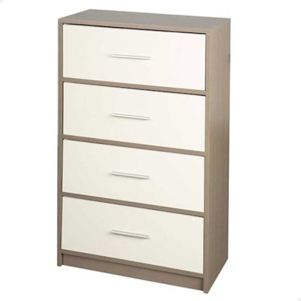 Kommode - AKTIVE - 58x30x91 cm - 4 skuffer - Moderne design - Praktisk og holdbar Grå Vit