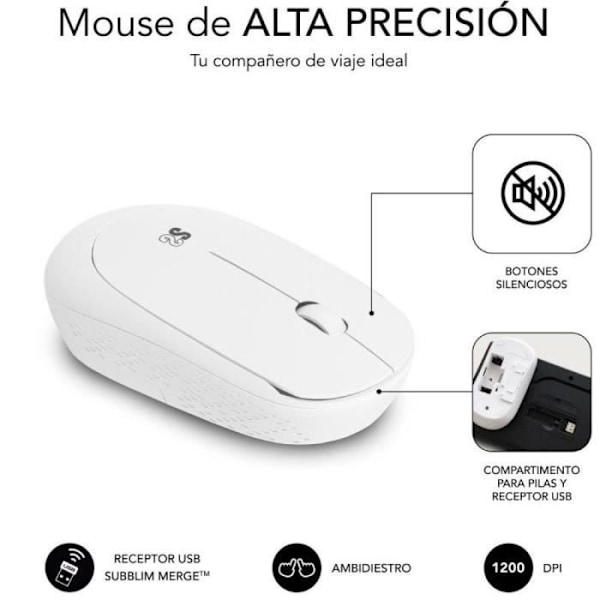 Tangentbord och muskombination - Subblim - Business Slim - Tyst - Inalámbrico - USB