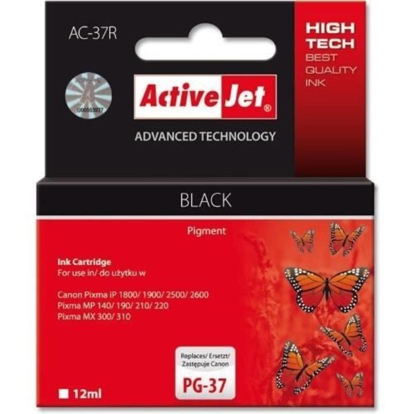 Blækpatron - ACTIVE JET - AC-37 PREMIUM VERSION - Høj kapacitet - Sort