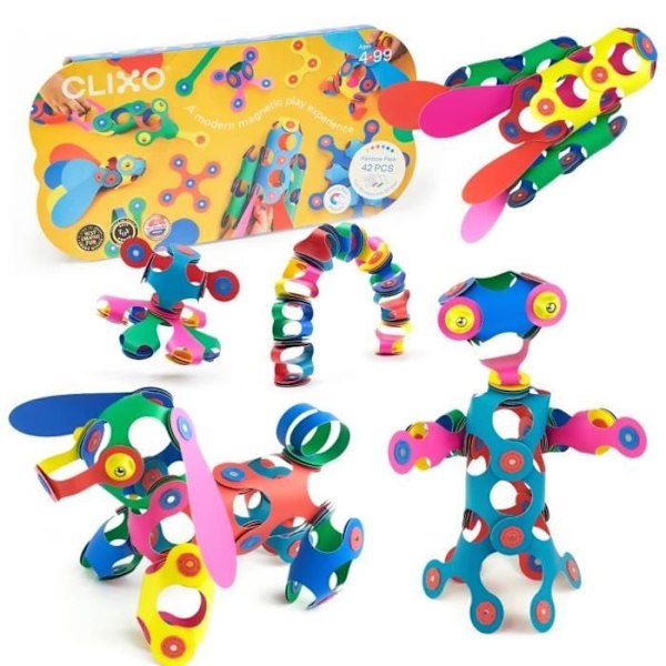 Magnetisk Byggespil - GIPSY TOYS - Rainbow Pack CLIXO - 42 dele - Fra 4 år - Miljøvenlig mångfärgad