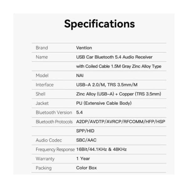 Vastaanotin FM- MP3- Bluetooth Vention NAIHG