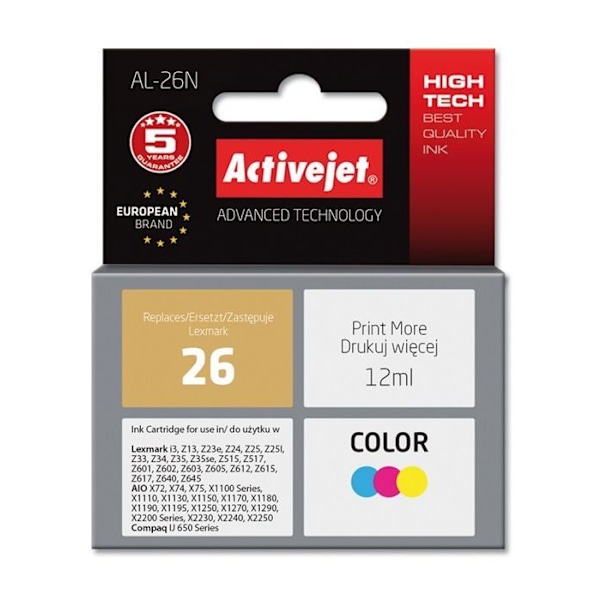 Activejet printerpatron - AL-26N - Active Jet AL - 26N Z2X/3X/6XX Lexmark 26 - Inkpatron