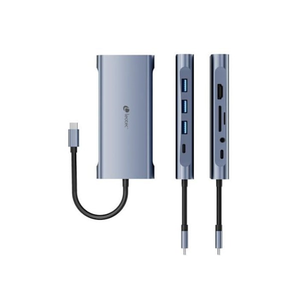 LEOTEC 11-1 telakointiasema 1USB-C PD100 3USB3 0 1USB-C 1 HDMI 1VGA 1TJSD MCSD