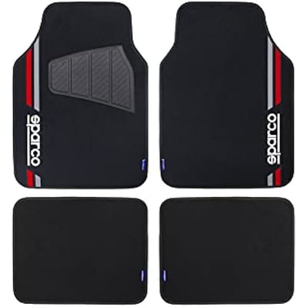 Biltaps - SPARCO - Corsa - Måtto - Röd - Pack med 4 mattor