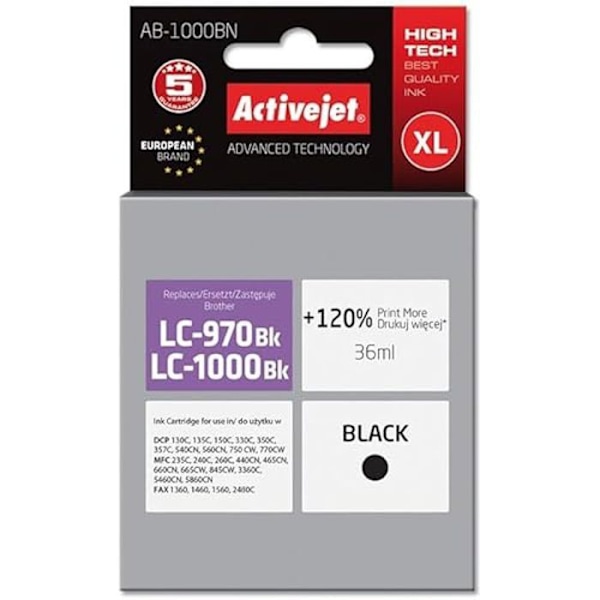 ActiveJet AB-1000BN mustepatruuna - Musta - 35 ml - Yhteensopiva LC1000BK, LC970BK