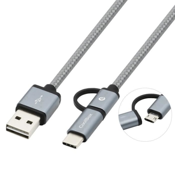 CoolBox COO-CAB-U2MC-GR USB Type-C-kabel - 1m - USB 2.0 - Grå