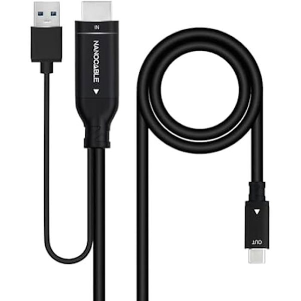 HDMI till USB-C-omvandlarkabel - NANOKABEL - 1,8 m - Plug & Play - 4K vid 60Hz - HDMI-kompatibel Svart