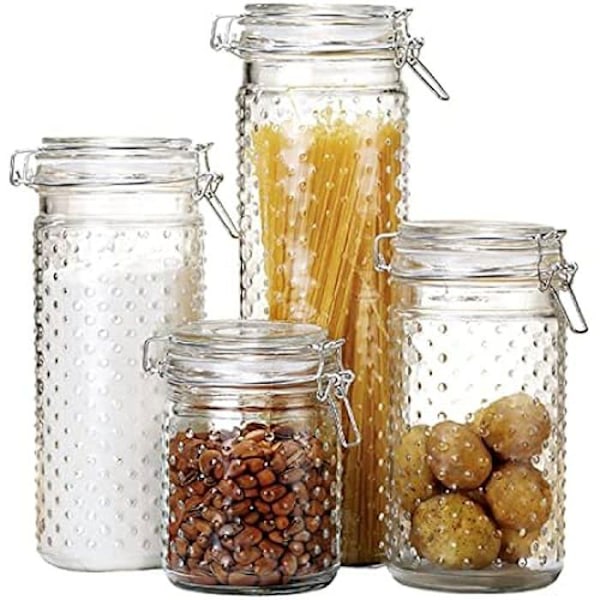 Set med burkar - DKD Home Decor - Standard - Rostfritt stål - Glas - Transparent transparent