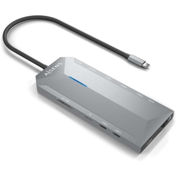USB-C 12 in 1 - AISENS - Malli ASUC-12P005 - 2 x HDMI 4K - Alumiini - Harmaa