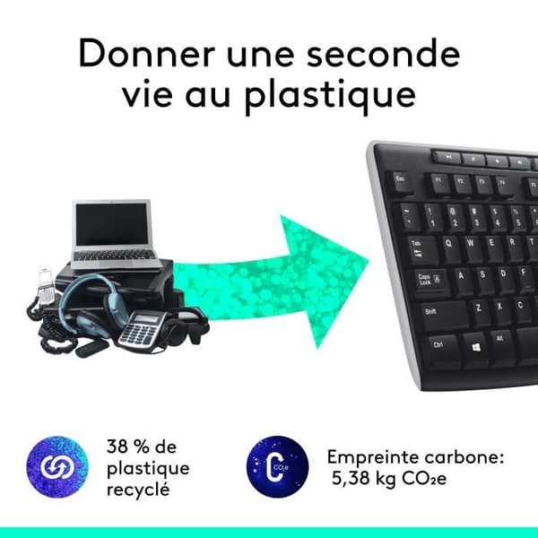 Näppäimistö - Langaton - Logitech - K270 - AZERTY - Musta