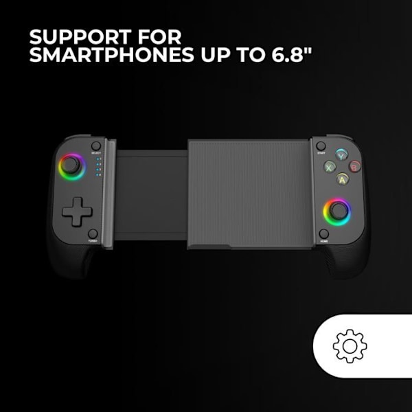 MARSGAMING MGPX, Bluetooth 5.0 2-i-1-controller, RGB Neon, Double Vibration og Turbo-funktion, Smartphone-understøttelse op til 6,8" controller RGB Neon