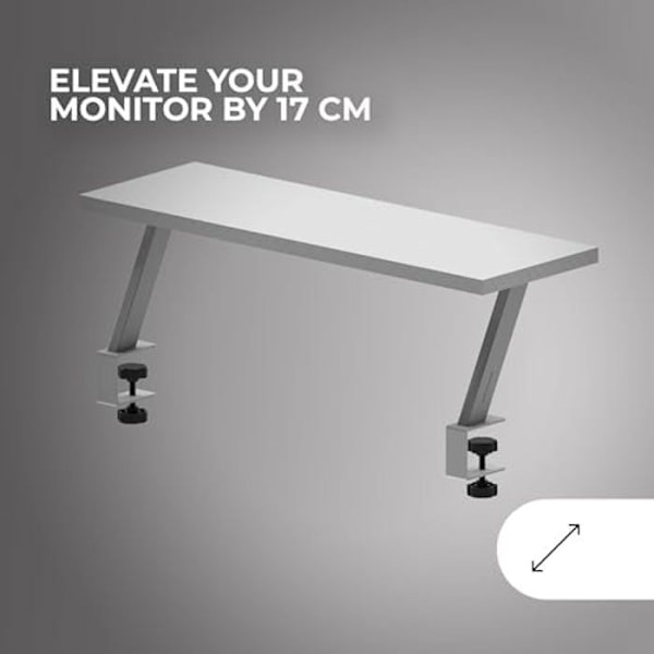 MARSGAMING MGDS, Monitor Forlænger, Hæv Monitormonter 17cm, Ergonomisk Skrivebordsstøtte i Stål, Carbonfiberplade