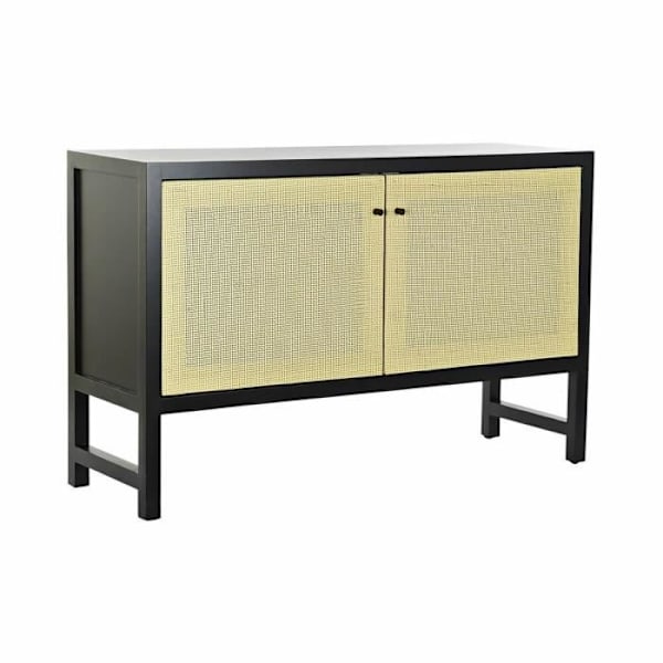 sort skænk naturlig granrattan (120 x 38 x 76 cm)