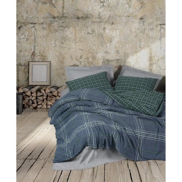 Sengetøjssæt - 1 dynebetræk 220 x 240 cm + 2 pudebetræk 60 x 60 cm - 50% bomuld, 50% polyester - Blå Blå