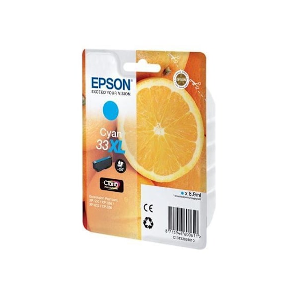 Epson Cartridge - Claria Premium 33XL Cyan - Orange Series - Blæk til skarpe tekster og levende fotos