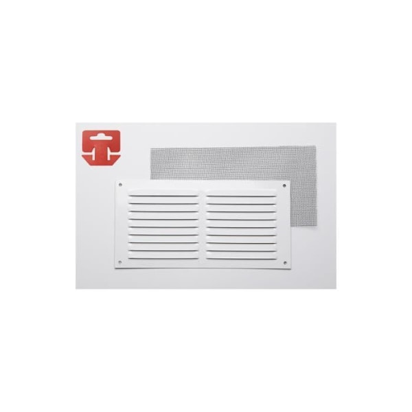 Gitter med myggenet i aluminium - GENERISK - 300x150mm - Hvidlakeret
