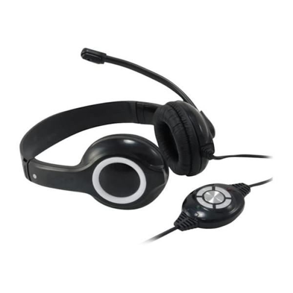 Conceptronic CCHATSTARU2B USB over-ear -kuulokemikrofoni, musta, valkoinen - Mukava musiikkiin, pelaamiseen, chattaukseen ja videoneuvotteluihin