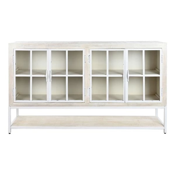 Senkki - Valkoinen Metalli - Mangopuu - 170 x 45 x 100 cm