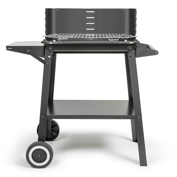 Kulgrill med kul - LIVOO - DOC328 - Rustfrit stål - Stegeflade 48,5 x 28,8 cm - Justerbar højde 70-84 cm Svart