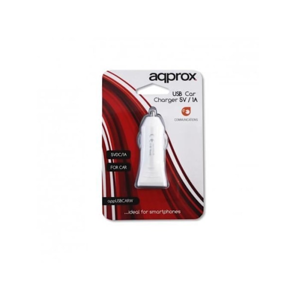 USB Cigaretteradapter - Approx - 1A - Hvid - Overbelastningsbeskyttelse - LED-indikator Vit