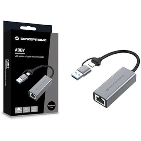 USB-verkkosovitin - CONCEPTRONIC - ABBY08G - USB 3.2 Gen 1 - 10/100/1000 Mbps - Wake-on-LAN