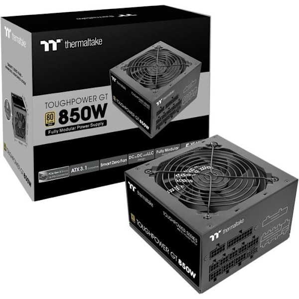 Ruohoruokinta - THERMALTAKE - Toughpower GT - 850W - 80Plus Gold - Moduuli musta