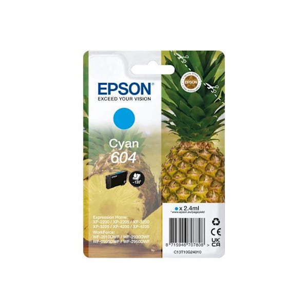 Mustepatruuna - Epson - 604 - Syaani - 2,4 ml - Alkuperäinen - RF/Akustinen hälytys
