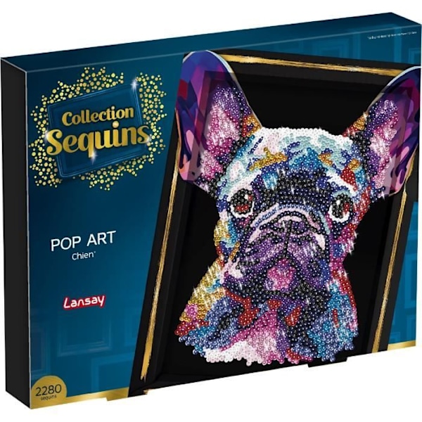 Kit til kreative hobbyer - LANSAY - Kollektion Pailletter - Pop art hund - Fra 14 år Flerfärgad