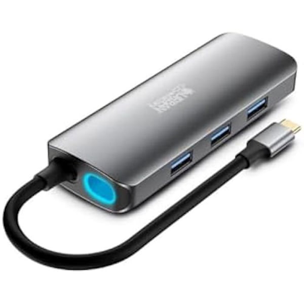 USB-C-keskitin - URBAN FACTORY - MHC55UF - Harmaa - USB-C-liitännät - Mitat 17 x 7 x 2 cm