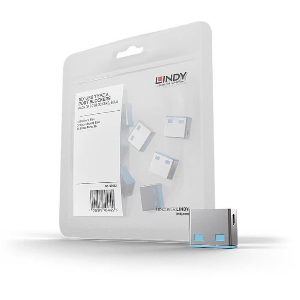 LINDY USB-lukot - 10 kpl pakkaus - väri sininen