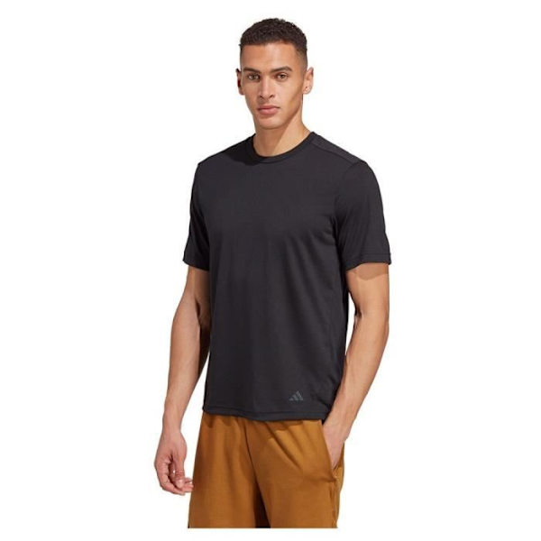 Yoga-T-Shirt - Adidas - Base Tee - Svart-Kol - AEROREADY - Andningsbar - M