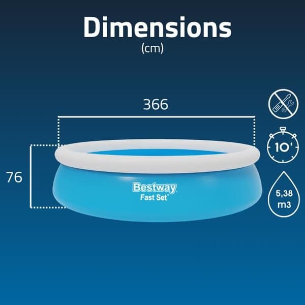 BESTWAY Fast Set Pools rund poolsats - Ø 366 x H 76 cm Blå