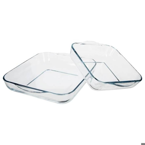 Bagtefade - BORCAM - Sæt med 2 - Ildfast glas - 22 cm og 28 cm - Opvaskemaskinevenlig Transparent
