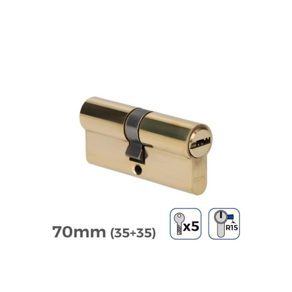 Dörrcylinder 70 mm (35+35 mm) - GENERISK - Kambredd R15 - 5 säkerhetsnycklar ingår