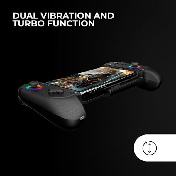 MARSGAMING MGPX, Bluetooth 5.0 2-i-1-controller, RGB Neon, Double Vibration og Turbo-funktion, Smartphone-understøttelse op til 6,8" controller RGB Neon