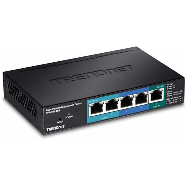 Intelligent switch - TRENDnet - TPE-P521ES - 5 porte - PoE+ - Gigabit Ethernet Sort