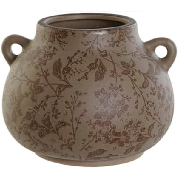 Vase - HOME ESPRIT - Brungrøn - Stentøj - 21 x 20 x 16 cm - Moderne dekorationsobjekt Flerfärgad