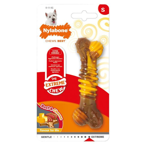 Legetøj - NYLABONE - Extreme Chew - Nylon - Oksekød og ostesmag - 11 cm