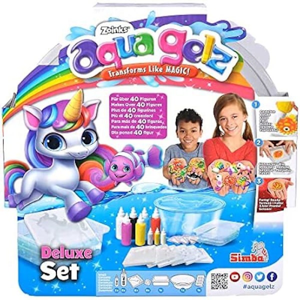 Creative DIY Kit - SIMBA - Aqua Gelz Deluxe - 9 flaskor med färgad gel - 6 formar - 6 vattentillsatser mångfärgad