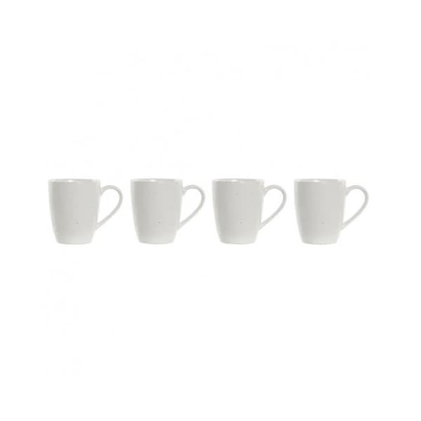 Set med 4 muggar - DKD Home Decor - Gummiträ - Vit - 300 ml - Modern design