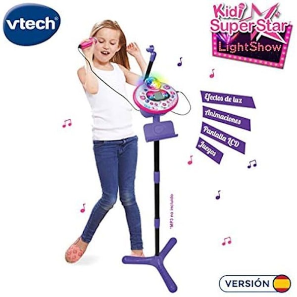 VTech 80-165822 Kidi SuperStar LightShow Interactive Elektronisk Karaoke, MP3-anslutning, Ljuseffekter, Röst, Inspelare,