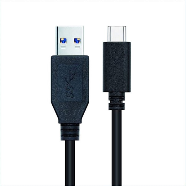 USB A - USB C - NANOCABLE - 10.01.4000 - 0,5 m - Musta - USB A ja C liittimet