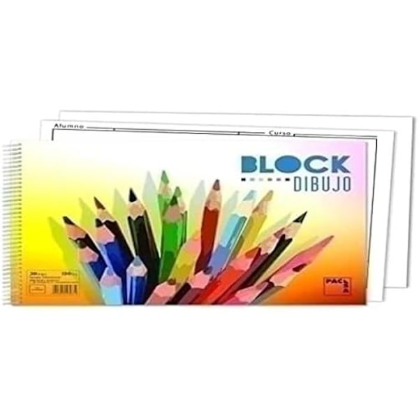 Ritblock - PACSA - 20 ark - 130 g - 230 x 330 mm - Vit färg mångfärgad
