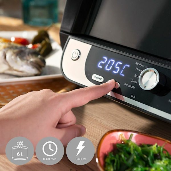 Air Fryer med grill, tilbehør og opskriftsbog InnovaGoods Air Fryer Fryinn 12-i-1 6000 Sort Stål 6 L 3400 W