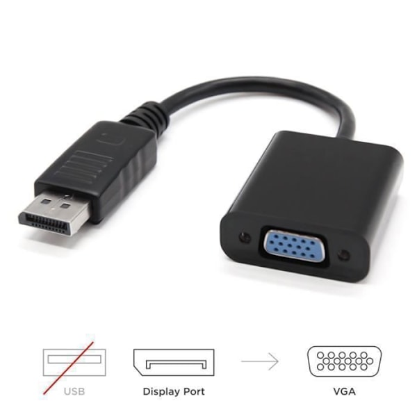 Nanokabel 10.16.0602, 0,15 m, DisplayPort, VGA (D-Sub), han, hun, lige