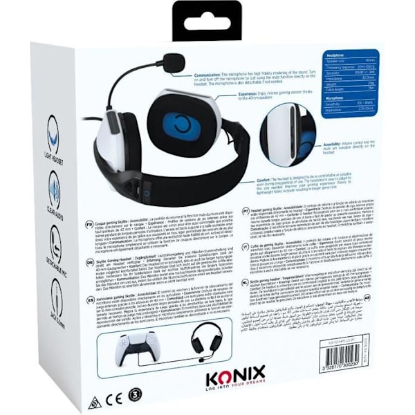 Konix Skylite ultralätt trådbunden gaming headset för PS5